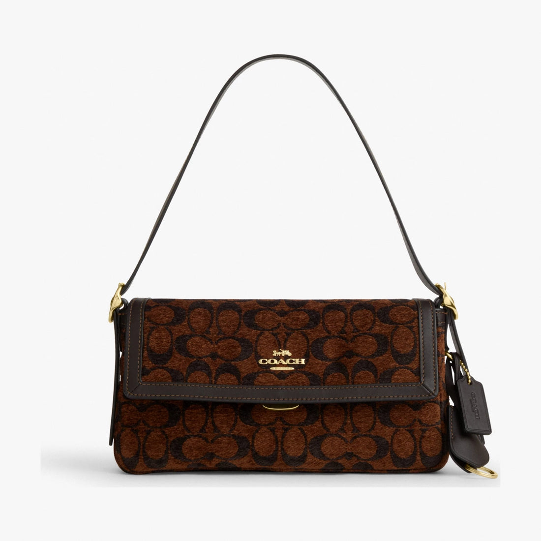 Coach Etta Small Flap Shoulder Bag In Signature Chenille - Gold/Truffle