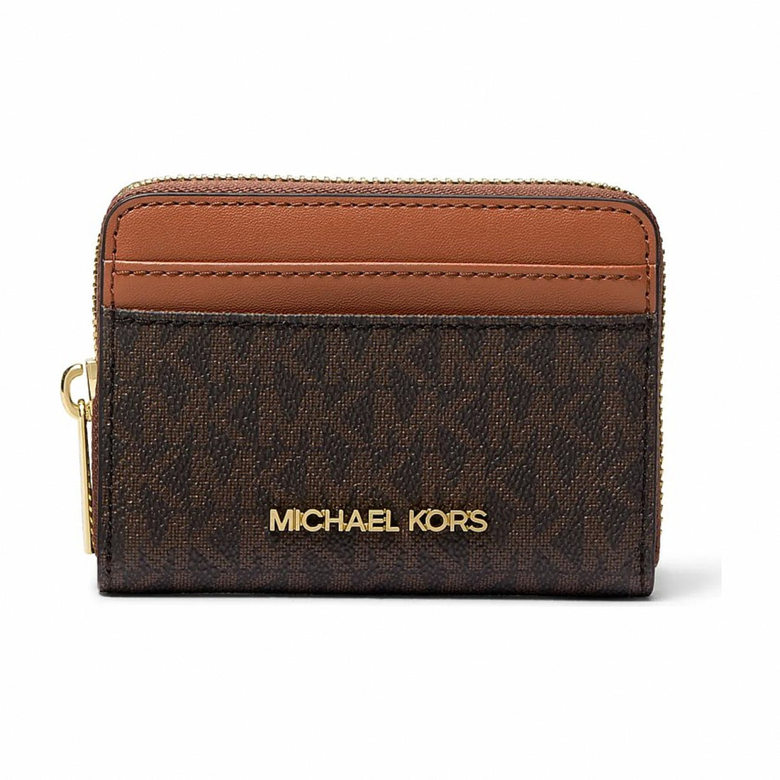 Michael Kors Jet Set Travel Medium Logo Zip-Around Card Case - BROWN