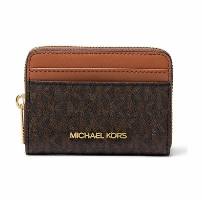Michael Kors Jet Set Travel Medium Logo Zip-Around Card Case - BROWN