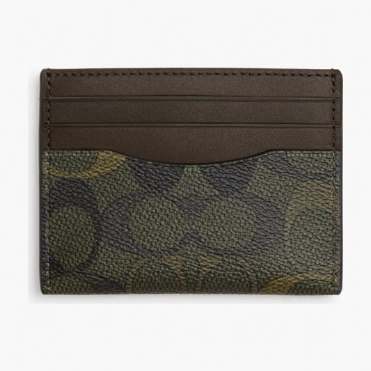 Coach Slim ID Card Case In Signature Camo Print - Green