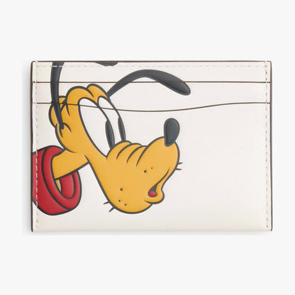 Coach Disney X Coach Essential Card Case With Pluto - Brass/Chalk Multi