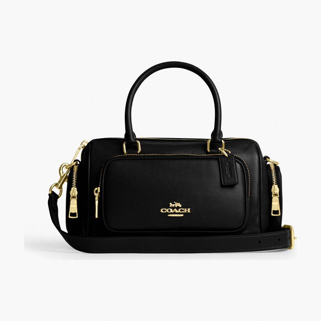 Coach Rowan Satchel Bag With Pockets - Gold/Black