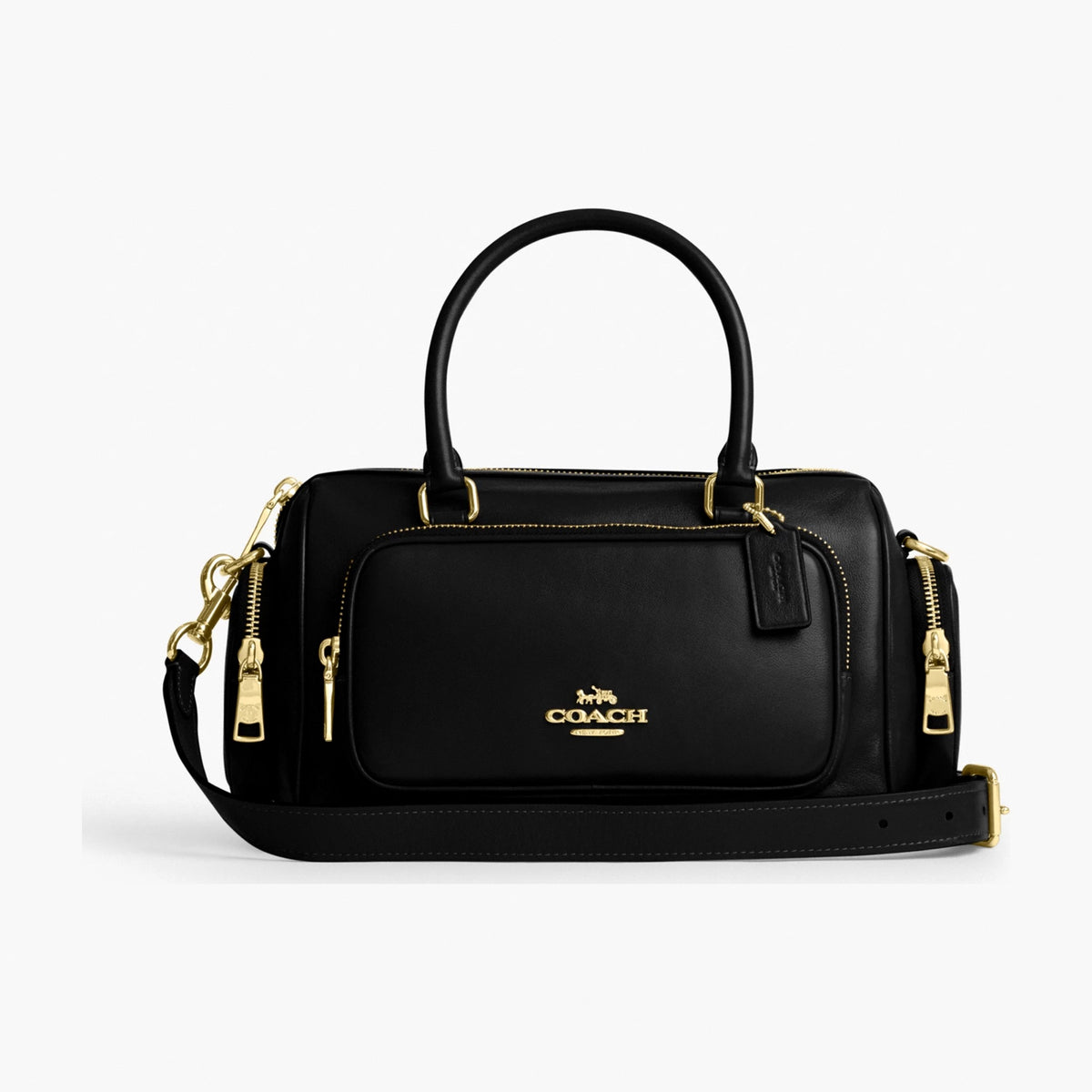 Coach Rowan Satchel Bag With Pockets - Gold/Black
