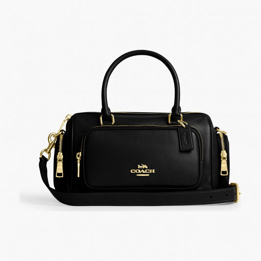 Coach Rowan Satchel Bag With Pockets - Gold/Black