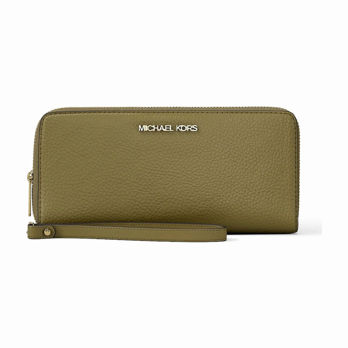 Michael Kors Jet Set Travel Large Pebbled Leather Wristlet - OREGANO