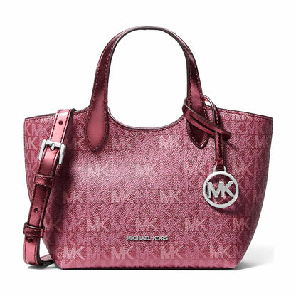 Michael Kors Maya Extra-Small Metallic Signature Logo Crossbody Bag - MAROON