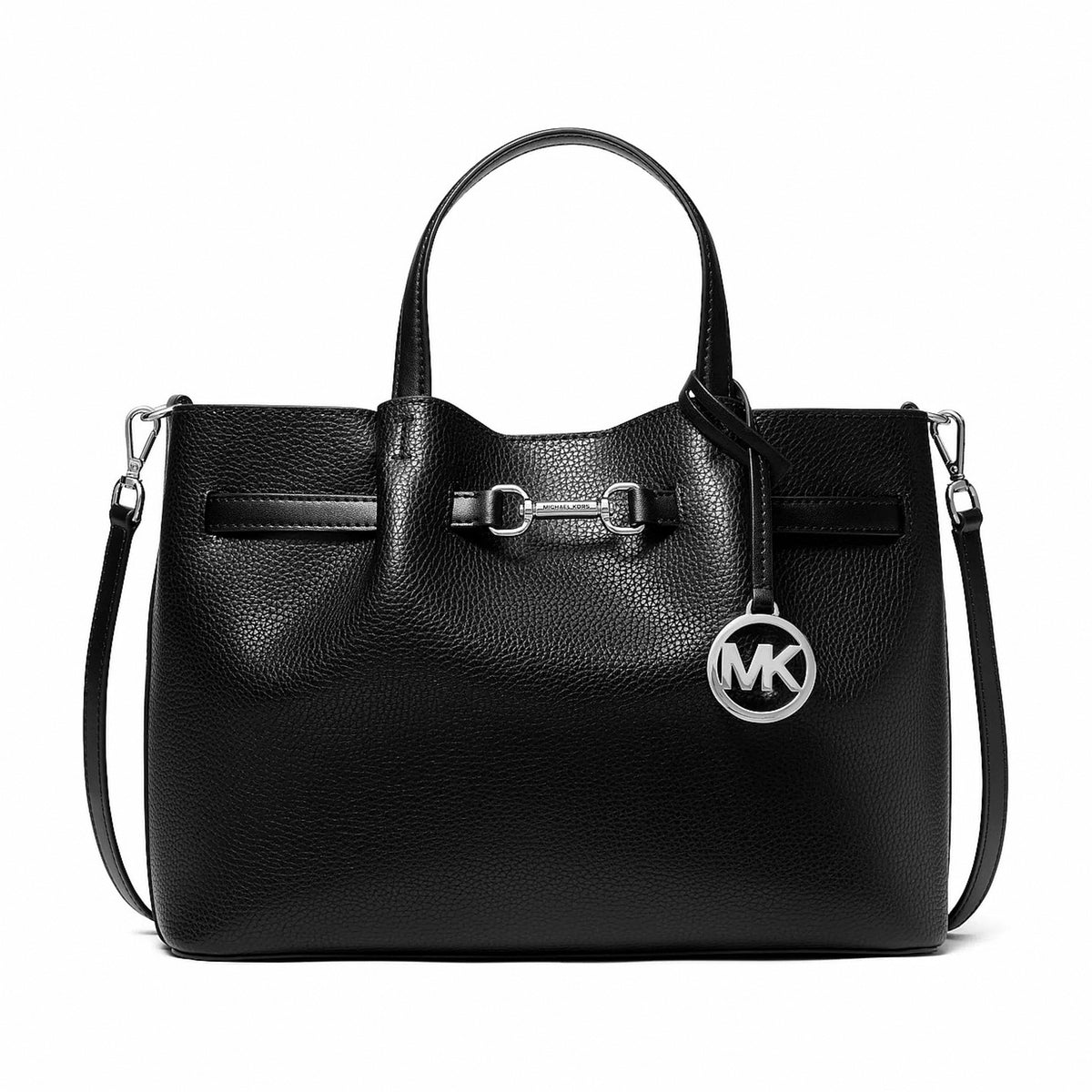 Michael Kors Carson Medium Pebbled Leather Satchel - BLACK