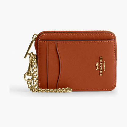 Coach Zip Card Case - Gold/Amber Brown