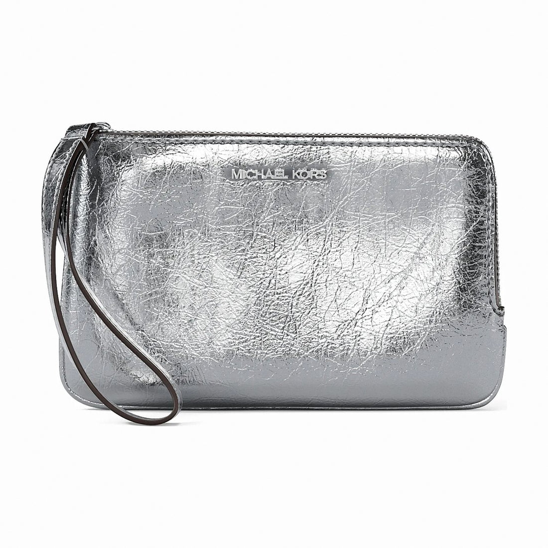 Michael Kors Jet Set Travel Small Metallic Crackled Wristlet - SILVER