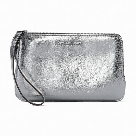 Michael Kors Jet Set Travel Small Metallic Crackled Wristlet - SILVER