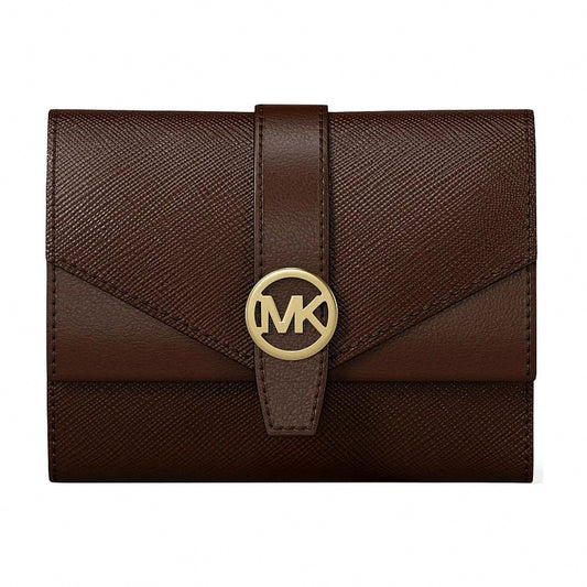 Michael Kors Greenwich Medium Saffiano Leather Trifold Wallet - NUTMEG