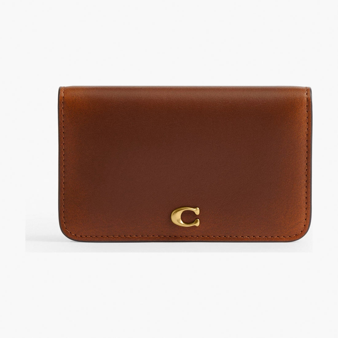Coach Essential Slim Card Case In Loved Leather - Brass/Brown