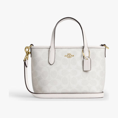 Coach City Mini Tote Bag In Signature Canvas - Gold/White/Chalk