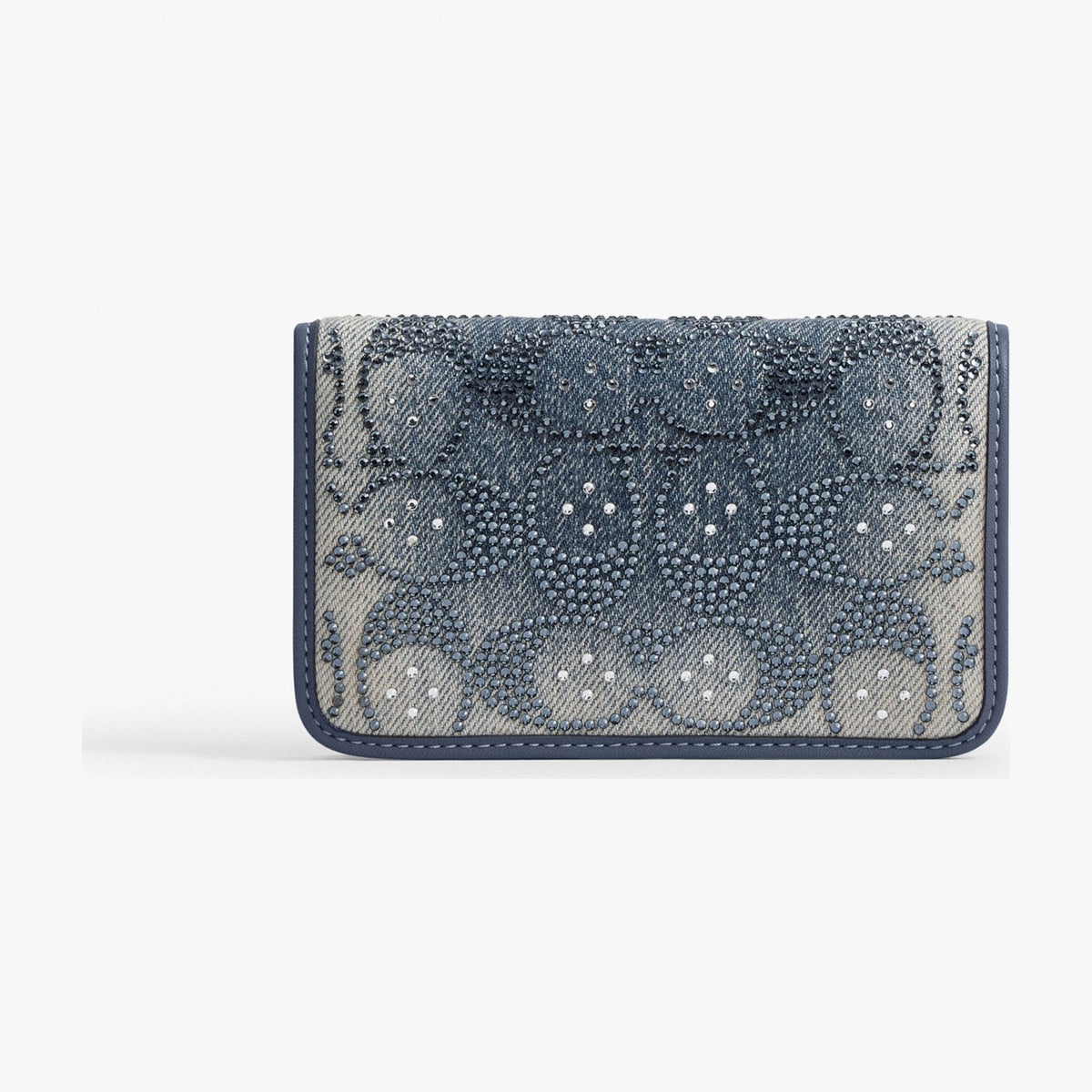 Coach Essential Slim Card Case In Regenerative Cotton Denim With Crystal Signature - Brass/Denim