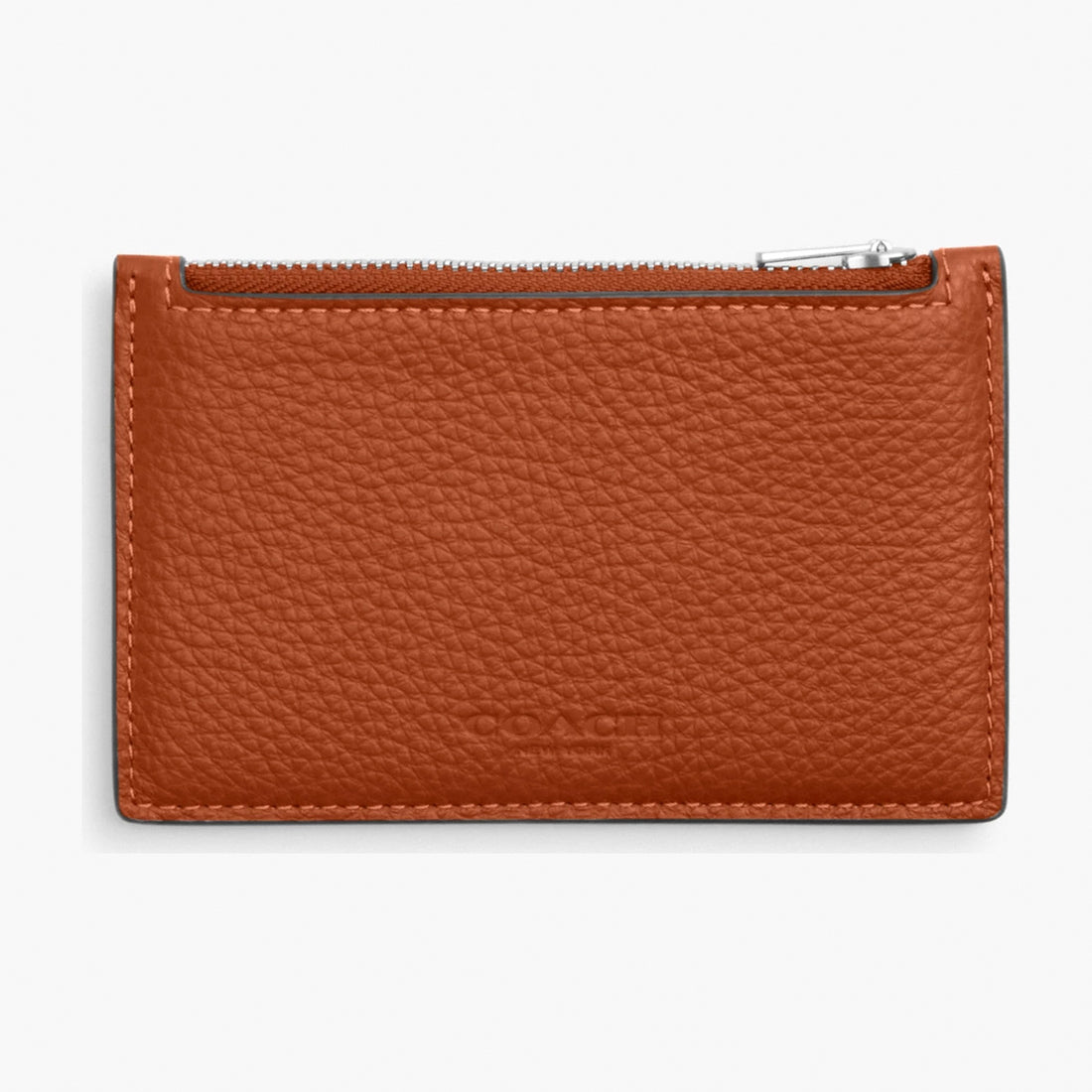 Coach Zip Card Case - Silver/Amber Brown