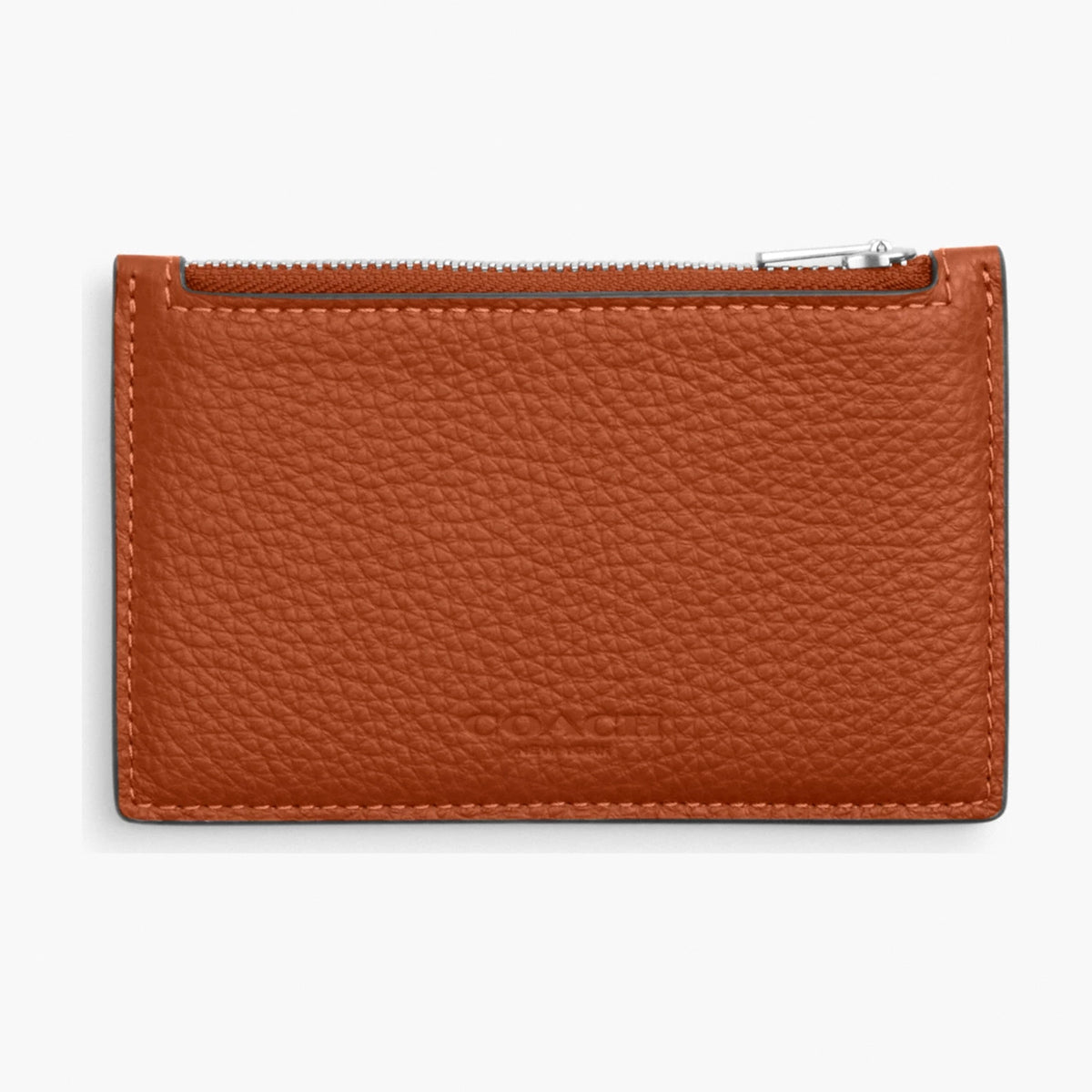 Coach Zip Card Case - Silver/Amber Brown