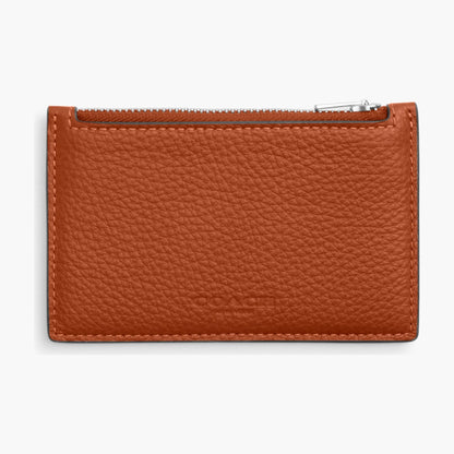 Coach Zip Card Case - Silver/Amber Brown