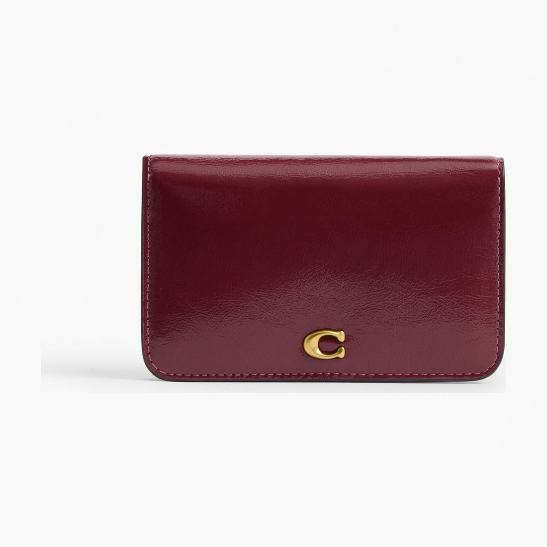 Coach Essential Slim Card Case - Brass/Dark Cherry