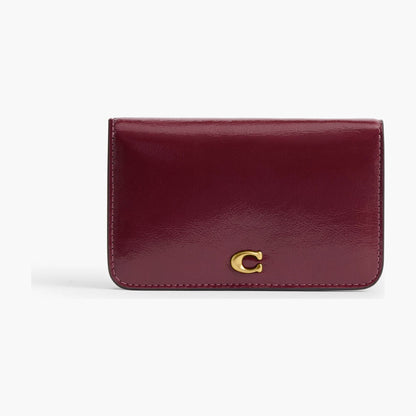 Coach Essential Slim Card Case - Brass/Dark Cherry