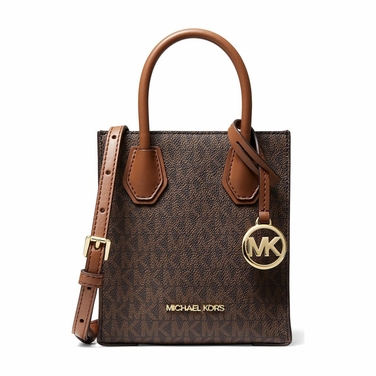 Michael Kors Mercer Extra-Small Logo and Leather Crossbody Bag - BROWN