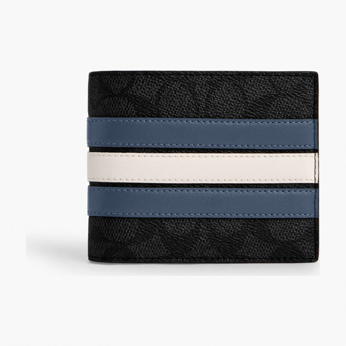 Coach 3-In-1 Wallet In Signature Canvas With Varsity Stripe - Charcoal/Denim/Chalk