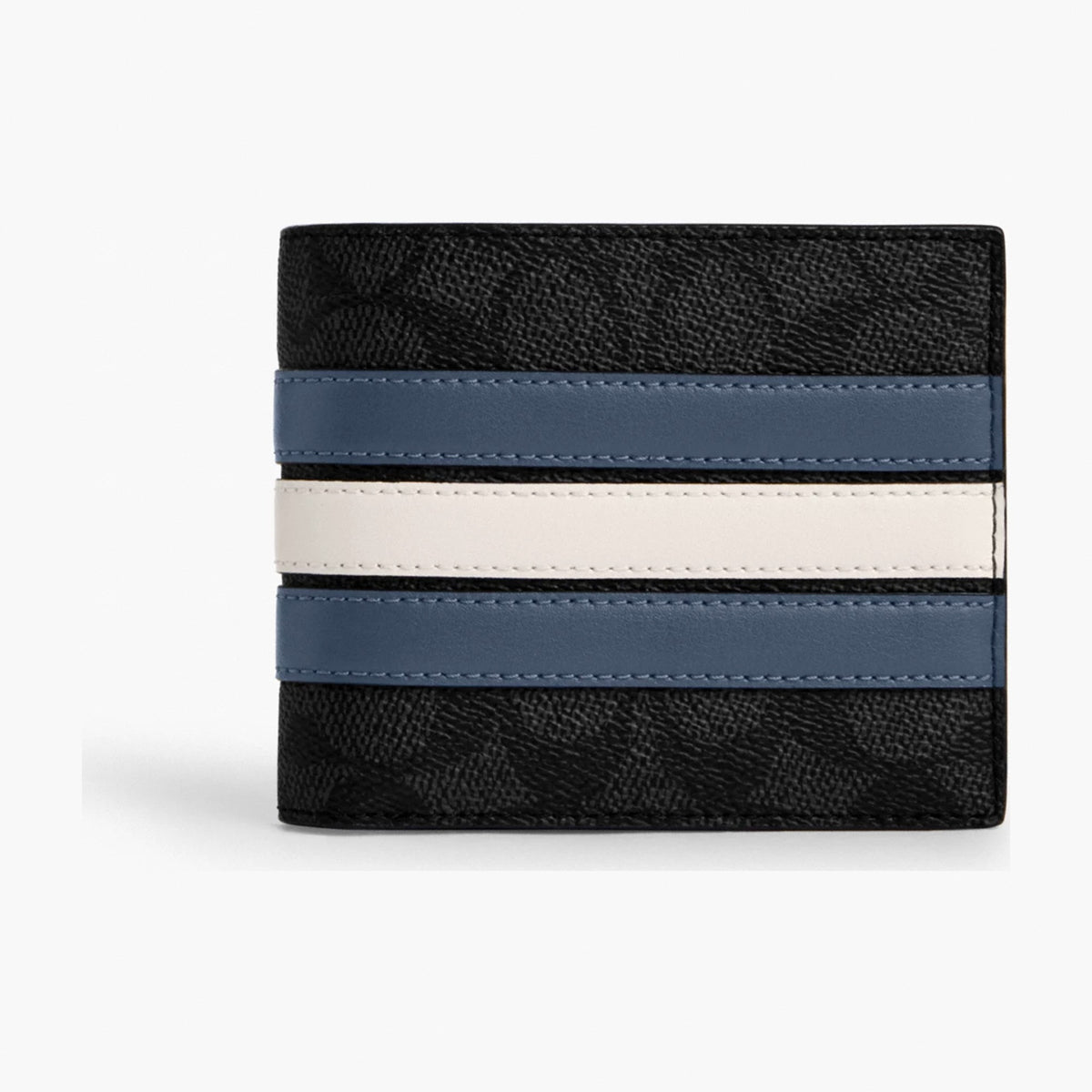 Coach 3-In-1 Wallet In Signature Canvas With Varsity Stripe - Charcoal/Denim/Chalk