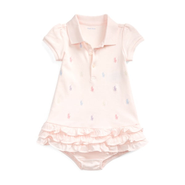 Ralph Lauren Baby Girl Ruffled Polo Dress & Bloomer - Delicate Pink