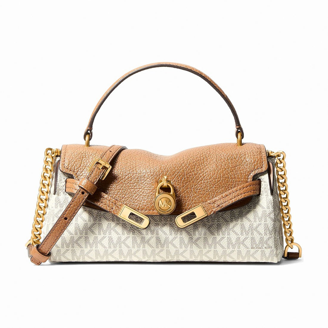 Michael Kors Hamilton Extra-Small Signature Logo Soft Crossbody Bag - VANILLA/ACORN