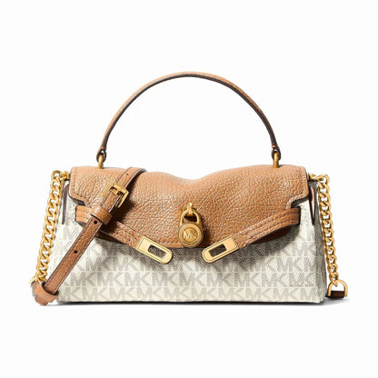 Michael Kors Hamilton Extra-Small Signature Logo Soft Crossbody Bag - VANILLA/ACORN