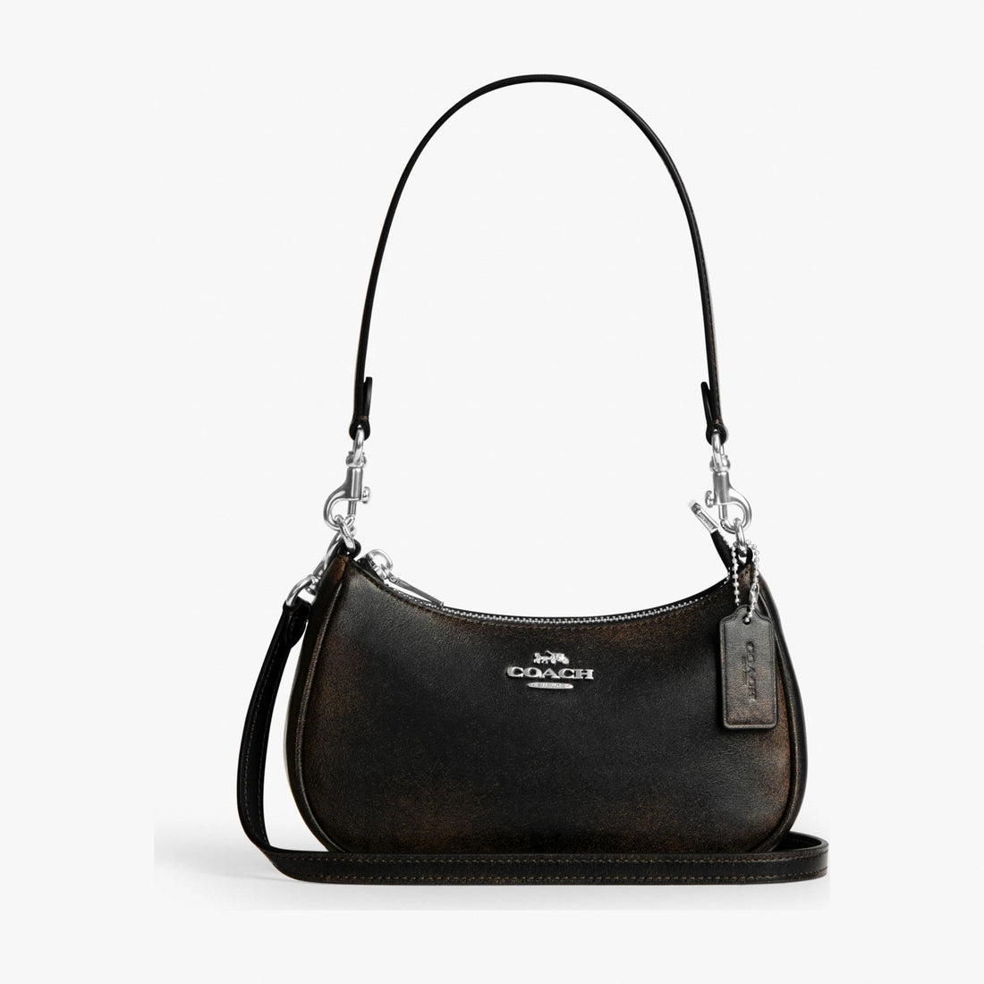 Coach Teri Mini Crossbody Bag In Loved Leather - Silver/Black Brown