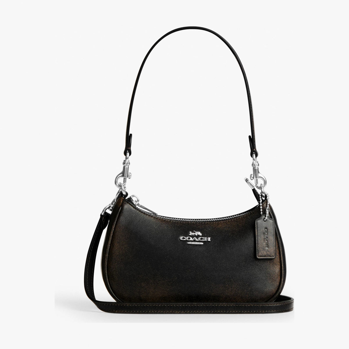 Coach Teri Mini Crossbody Bag In Loved Leather - Silver/Black Brown