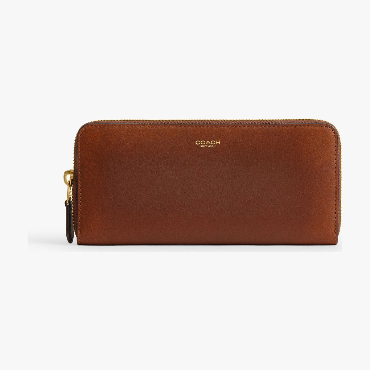 Coach New York Slim Accordion Zip Wallet In Loved Leather - Brass/Brown