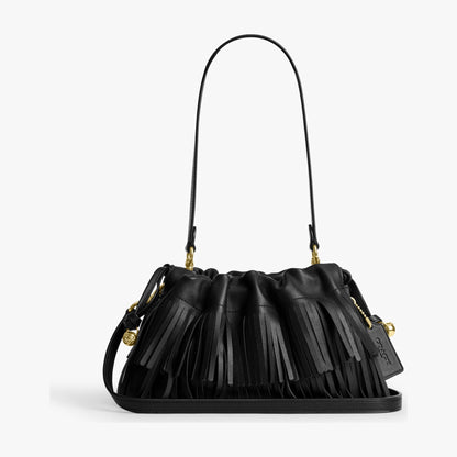 Coach Faye Shoulder Bag With Fringe - Gold/Black