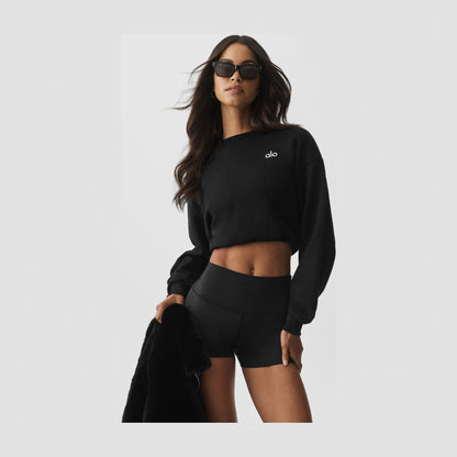 Alo Yoga Cropped Accolade Crewneck - Black