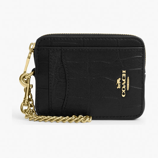 Coach Zip Card Case - Gold/Black
