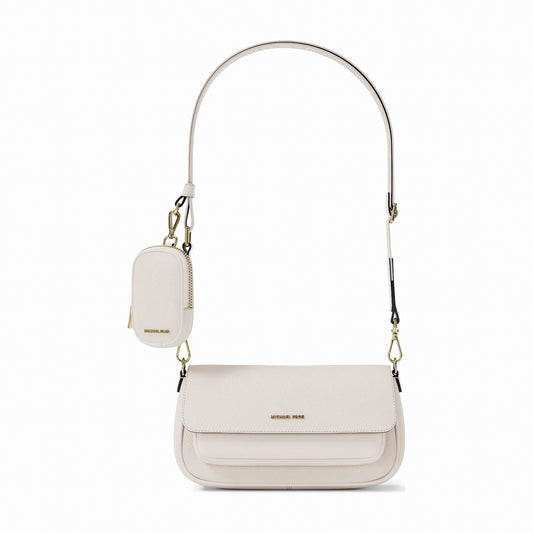 Michael Kors Jet Set Travel Small Pebbled Leather Crossbody Bag With Pouch - LT CREAM