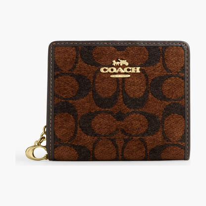 Coach Snap Wallet In Signature Chenille - Gold/Truffle