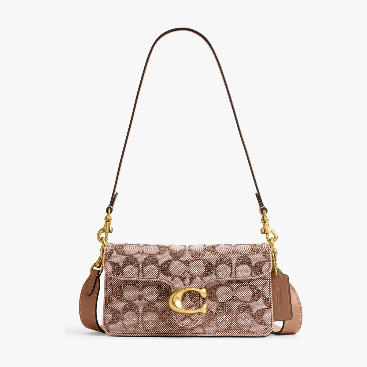 Coach Soft Tabby Shoulder Bag 20 In Crystal Signature Jacquard - Brass/Mushroom