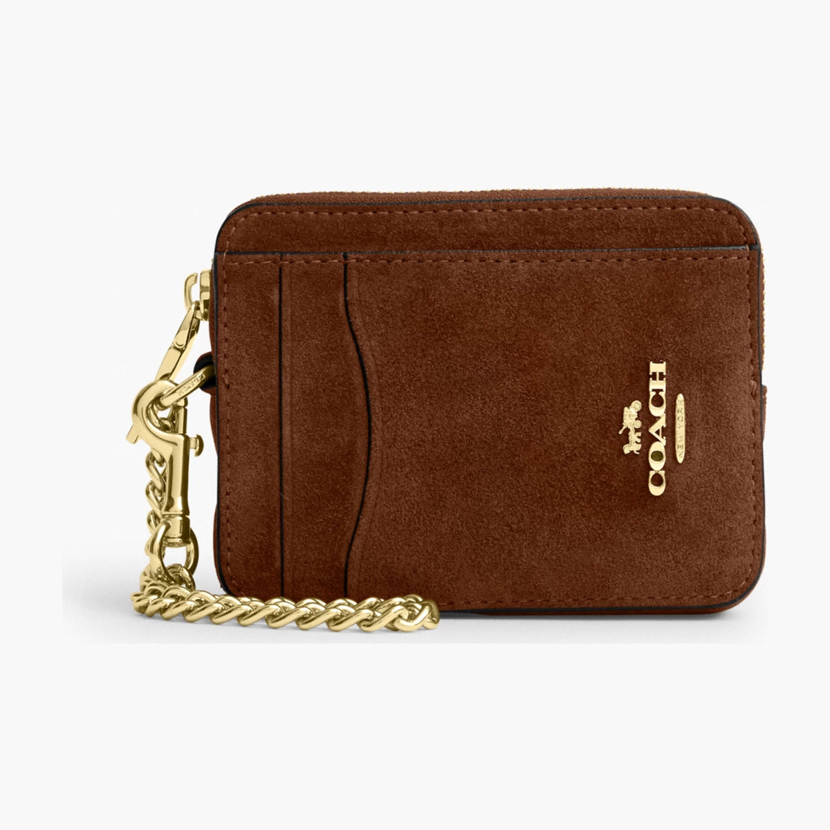 Coach Zip Card Case - Gold/Warm Brown