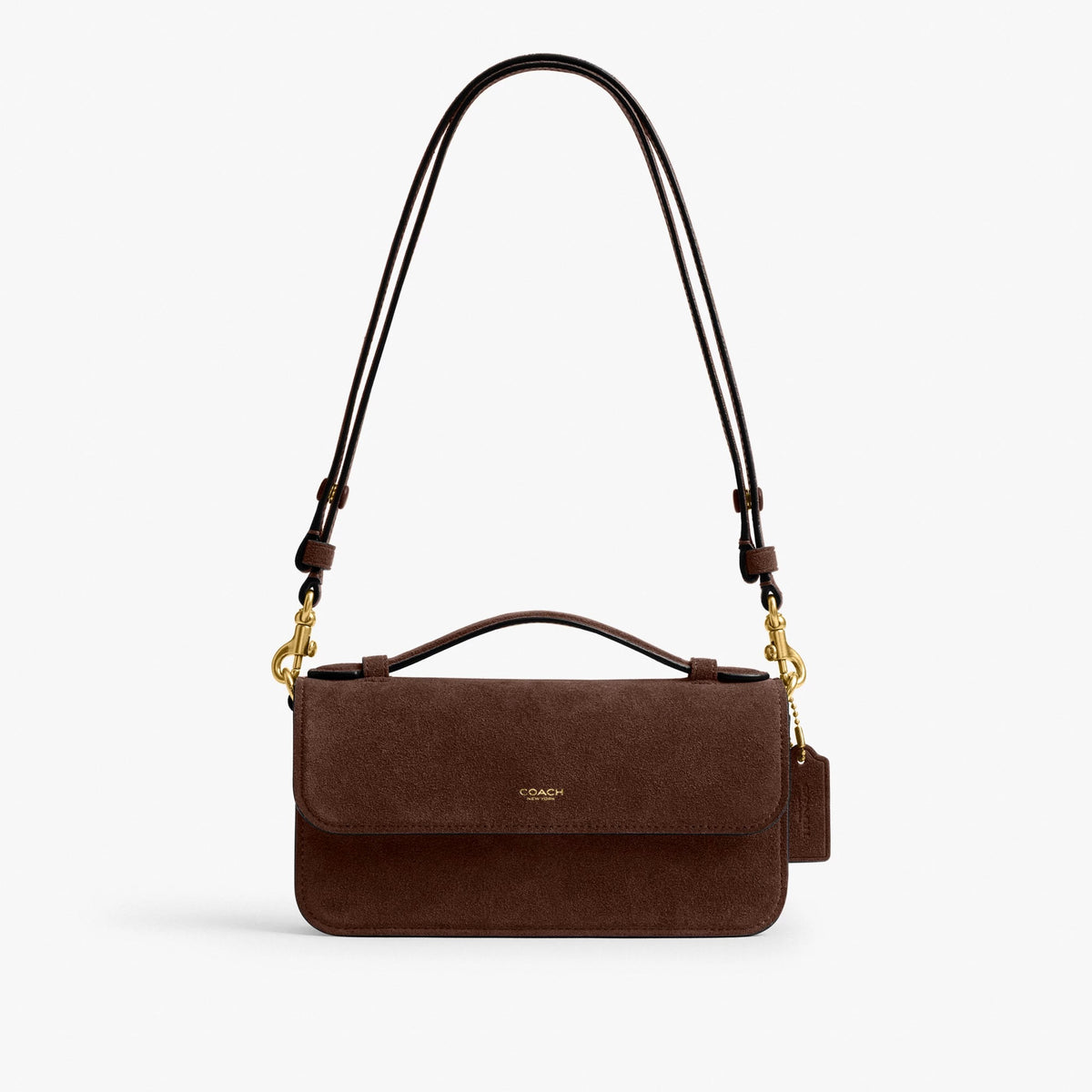 Coach New York Elora Top Handle Crossbody Bag - Brass/Dark Chocolate