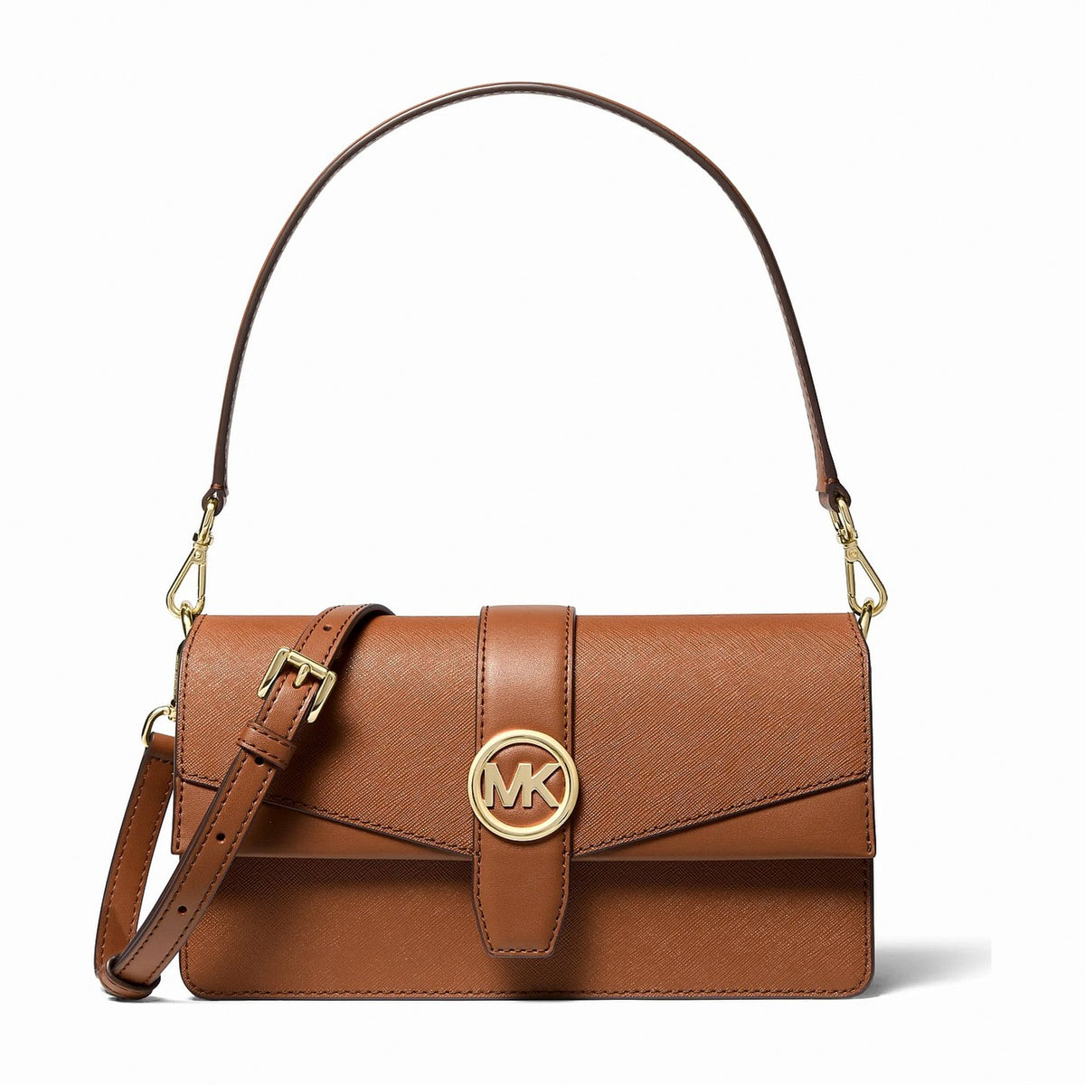Michael Kors Greenwich Medium Saffiano Leather Shoulder Bag - LUGGAGE