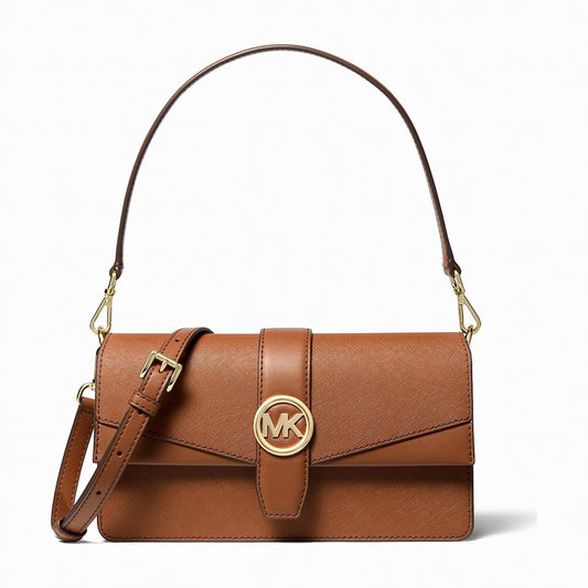 Michael Kors Greenwich Medium Saffiano Leather Shoulder Bag - LUGGAGE