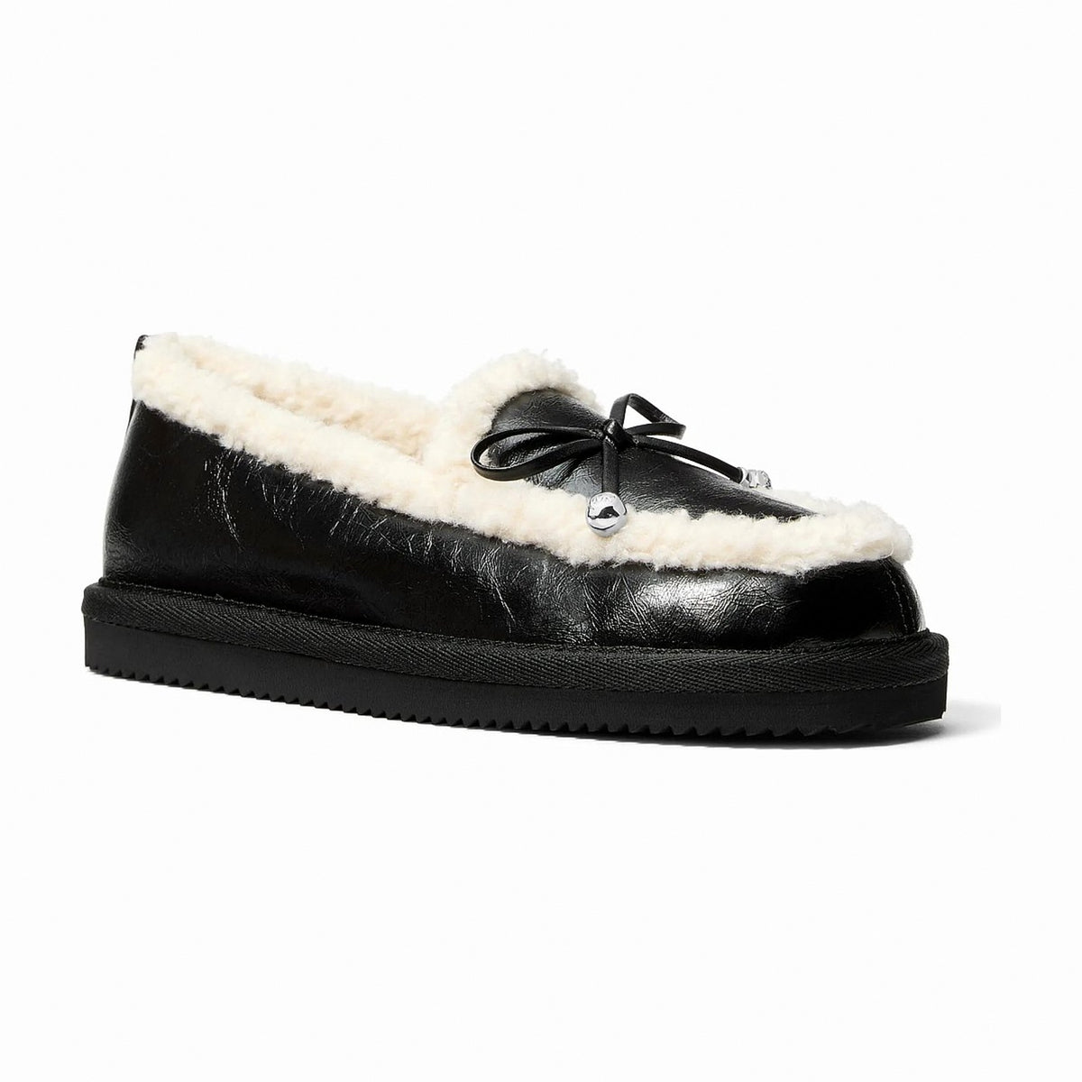 Michael Kors Jo Faux Shearling Trim Moccasin - BLACK