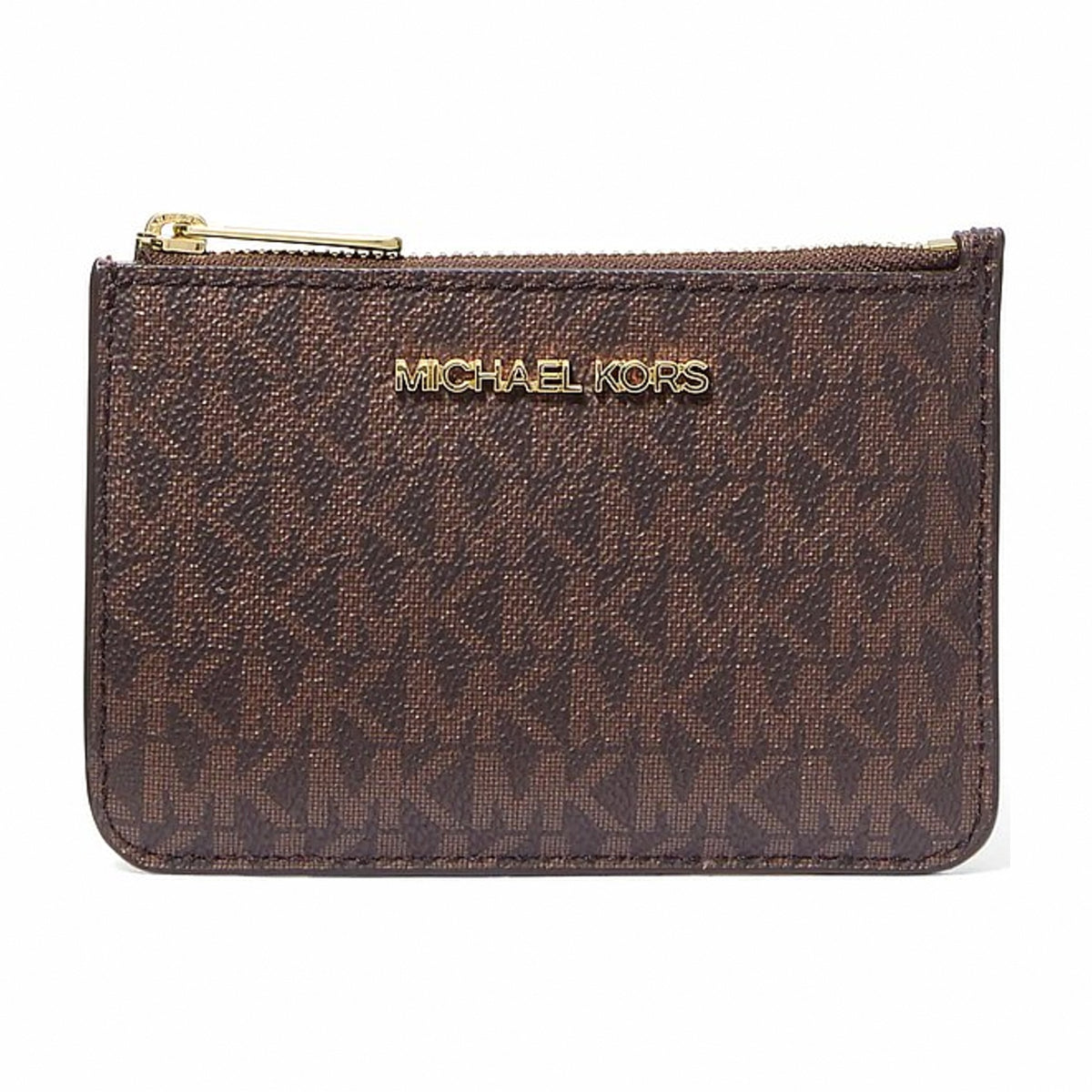 Michael Kors Jet Set Travel Small Signature Logo Coin Purse - BROWN