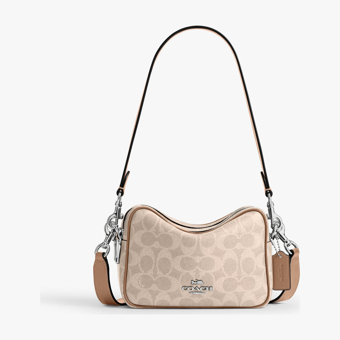 Coach Mini Carey Crossbody Bag In Signature Canvas - Silver/Sand/Taupe