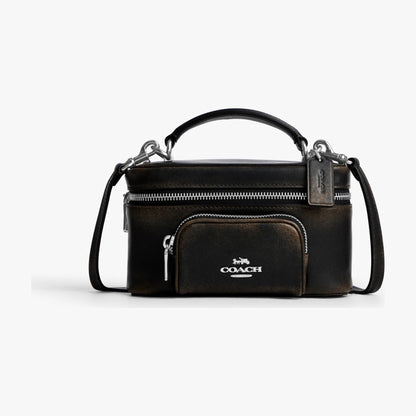 Coach Rainer Crossbody Bag 18 With Pocket In Loved Leather - Silver/Black Brown