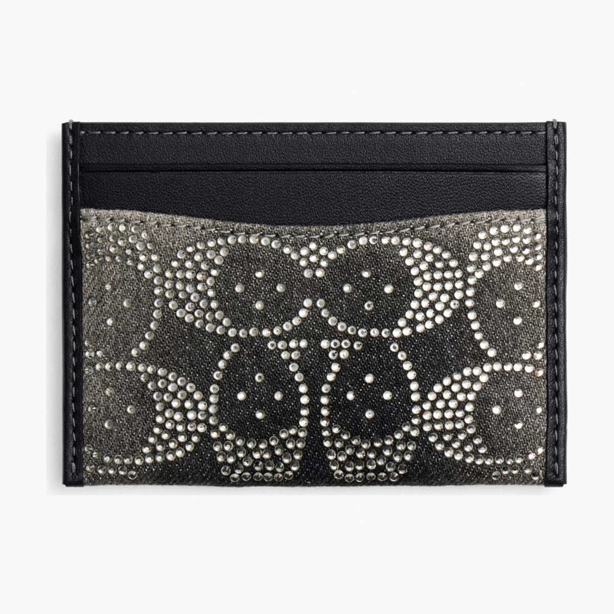 Coach Essential Card Case With Crystal Signature - Silver/Black