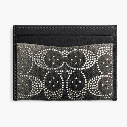 Coach Essential Card Case With Crystal Signature - Silver/Black