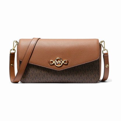 Michael Kors Kacey Medium Signature Logo Shoulder Bag - BROWN
