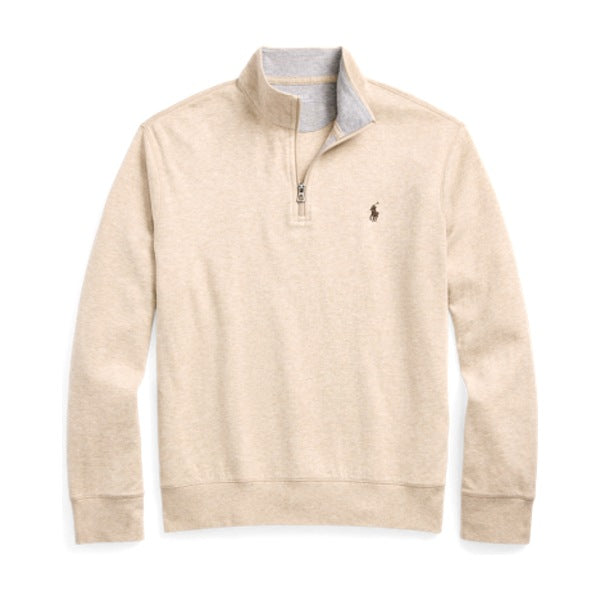 Polo Ralph Lauren Luxury Jersey Quarter-Zip Pullover - Expedition Dune Heather